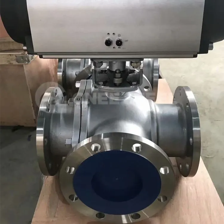 Pneumatische 3-weg kogelkraan van roestvrij staal